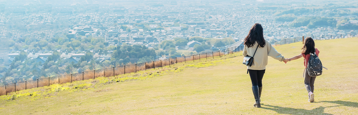 mother and daughter hiking,image is used for insurance