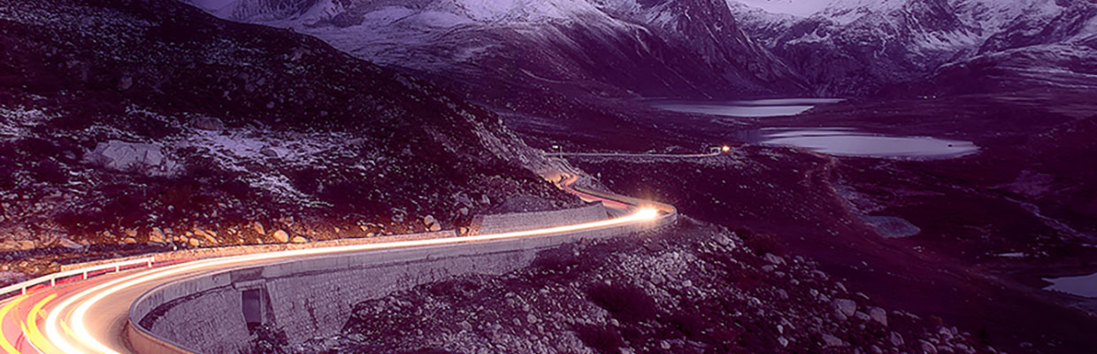 car light on the mountain